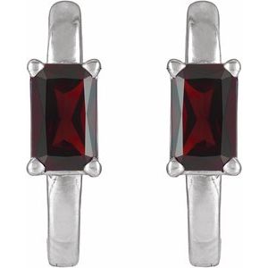 14K White Gold Natural Mozambique Garnet 13 mm Hoop Earrings – image 2