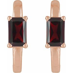 14K Rose Gold Natural Mozambique Garnet 13 mm Hoop Earrings – image 2