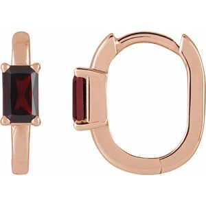 14K Rose Gold Natural Mozambique Garnet 13 mm Hoop Earrings
