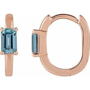 14K Rose Gold Natural Aquamarine 13 mm Hoop Earrings