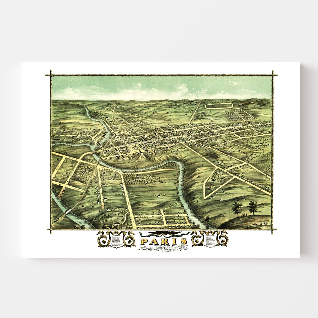 Vintage Map of Paris, Kentucky 1870