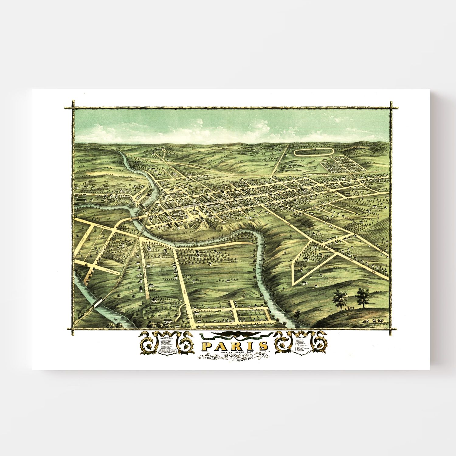 Vintage Map of Paris, Kentucky 1870