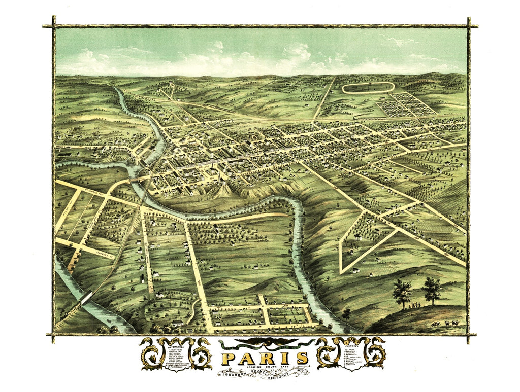Vintage Map of Paris, Kentucky 1870