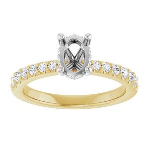 14K Yellow/White Gold 7x5 mm Oval 1/3 CTW Lab-Grown Semi-Set Daimond Engagement Ring