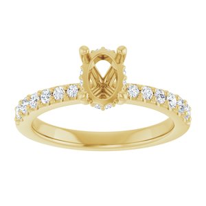 14K Yellow Gold 7x5 mm Oval 1/3 CTW Lab-Grown Semi-Set Daimond Engagement Ring