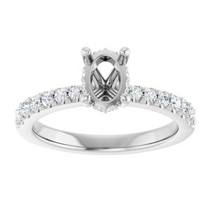 Platinum 7x5 mm Oval 1/6 CTW Natural Diamond Semi-Set Engagement Ring