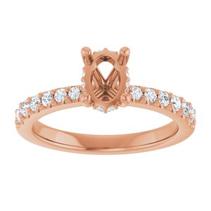 14K Rose Gold 7x5 mm Oval 1/3 CTW Lab-Grown Semi-Set Daimond Engagement Ring