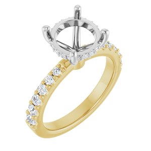 14K Yellow/White Gold 9 mm Round 1/2 CTW Lab-Grown Semi-Set Daimond Engagement Ring