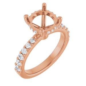 14K Rose Gold 9 mm Round 1/2 CTW Lab-Grown Semi-Set Daimond Engagement Ring