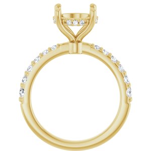14K Yellow Gold 9 mm Round 1/2 CTW Lab-Grown Semi-Set Daimond Engagement Ring