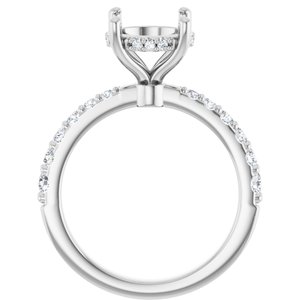 14K White Gold 9 mm Round 3/8 CTW Natural Diamond Semi-Set Engagement Ring