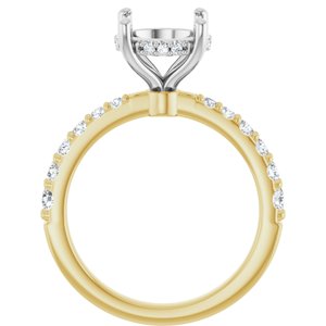 14K Yellow/White Gold 9 mm Round 3/8 CTW Natural Diamond Semi-Set Engagement Ring