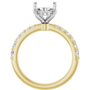 14K Yellow/White Gold 10x8 mm Oval 3/8 CTW Natural Diamond Semi-Set Engagement Ring