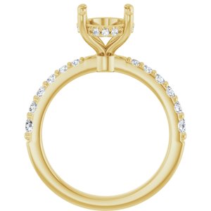 14K Yellow Gold 10x8 mm Oval 3/8 CTW Natural Diamond Semi-Set Engagement Ring
