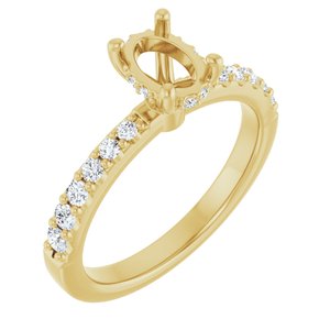 14K Yellow Gold 7x5 mm Oval 1/3 CTW Lab-Grown Semi-Set Daimond Engagement Ring