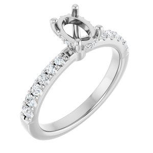 14K White Gold 7x5 mm Oval 1/3 CTW Lab-Grown Semi-Set Daimond Engagement Ring