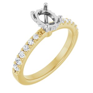 14K Yellow/White Gold 7x5 mm Oval 1/3 CTW Lab-Grown Semi-Set Daimond Engagement Ring