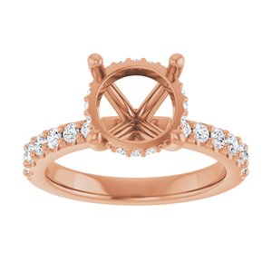 14K Rose Gold 9 mm Round 3/8 CTW Natural Diamond Semi-Set Engagement Ring