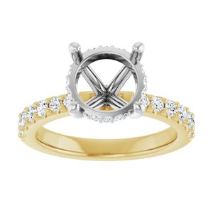 14K Yellow/White Gold 9 mm Round 1/2 CTW Lab-Grown Semi-Set Daimond Engagement Ring