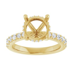 14K Yellow Gold 9 mm Round 1/2 CTW Lab-Grown Semi-Set Daimond Engagement Ring