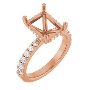 14K Rose Gold 10x8 mm Emerald 3/8 CTW Natural Diamond Semi-Set Engagement Ring