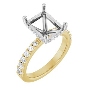 14K Yellow/White Gold 10x8 mm Emerald 3/8 CTW Natural Diamond Semi-Set Engagement Ring