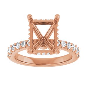 14K Rose Gold 10x8 mm Emerald 1/2 CTW Lab-Grown Semi-Set Daimond Engagement Ring