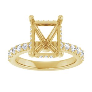 14K Yellow Gold 10x8 mm Emerald 3/8 CTW Natural Diamond Semi-Set Engagement Ring