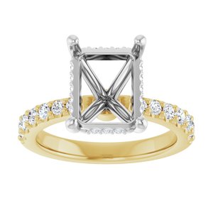 14K Yellow/White Gold 10x8 mm Emerald 1/2 CTW Lab-Grown Semi-Set Daimond Engagement Ring
