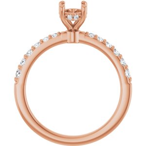 14K Rose Gold 7x5 mm Oval 1/6 CTW Natural Diamond Semi-Set Engagement Ring