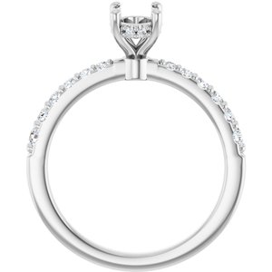 Platinum 7x5 mm Oval 1/6 CTW Natural Diamond Semi-Set Engagement Ring