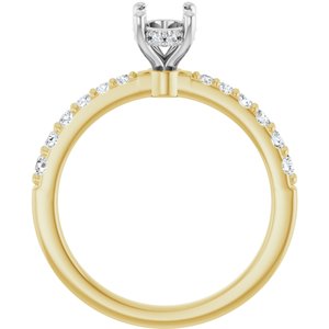14K Yellow/White Gold 7x5 mm Oval 1/6 CTW Natural Diamond Semi-Set Engagement Ring