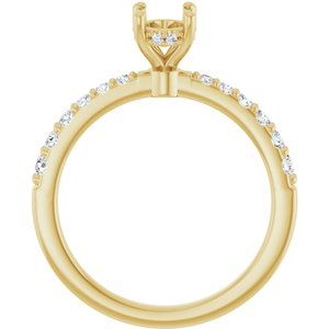 14K Yellow Gold 7x5 mm Oval 1/3 CTW Lab-Grown Semi-Set Daimond Engagement Ring