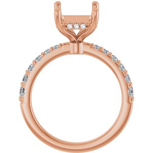 14K Rose Gold 10x8 mm Emerald 1/2 CTW Lab-Grown Semi-Set Daimond Engagement Ring
