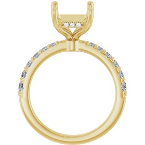 14K Yellow Gold 10x8 mm Emerald 3/8 CTW Natural Diamond Semi-Set Engagement Ring
