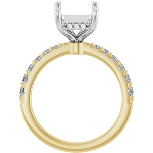 14K Yellow/White Gold 10x8 mm Emerald 3/8 CTW Natural Diamond Semi-Set Engagement Ring