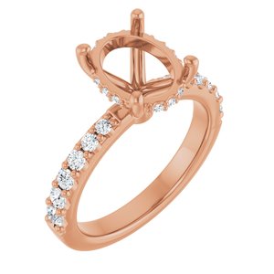 14K Rose Gold 10x8 mm Oval 3/8 CTW Natural Diamond Semi-Set Engagement Ring