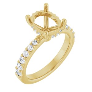 14K Yellow Gold 10x8 mm Oval 1/2 CTW Lab-Grown Semi-Set Daimond Engagement Ring