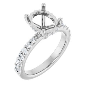 Platinum 10x8 mm Oval 3/8 CTW Natural Diamond Semi-Set Engagement Ring