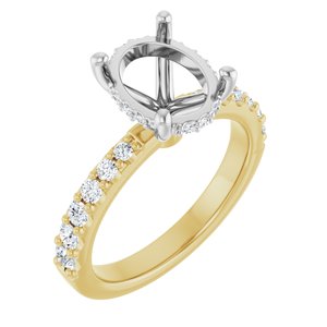 14K Yellow/White Gold 10x8 mm Oval 3/8 CTW Natural Diamond Semi-Set Engagement Ring