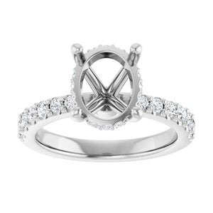Platinum 10x8 mm Oval 1/2 CTW Lab-Grown Semi-Set Daimond Engagement Ring