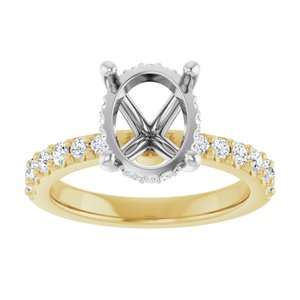 14K Yellow/White Gold 10x8 mm Oval 1/2 CTW Lab-Grown Semi-Set Daimond Engagement Ring