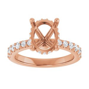 14K Rose Gold 10x8 mm Oval 3/8 CTW Natural Diamond Semi-Set Engagement Ring
