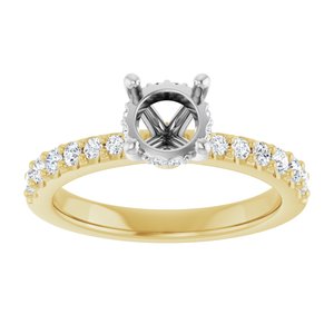 14K Yellow/White Gold 6 mm Round 1/3 CTW Natural Diamond Semi-Set Engagement Ring