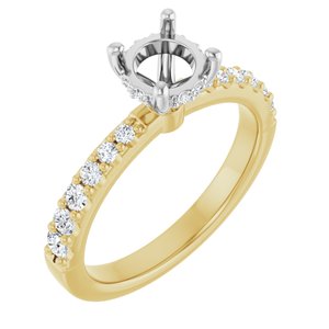 14K Yellow/White Gold 6 mm Round 1/3 CTW Lab-Grown Semi-Set Daimond Engagement Ring