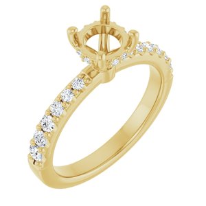 14K Yellow Gold 6 mm Round 1/3 CTW Natural Diamond Semi-Set Engagement Ring