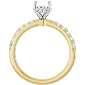 14K Yellow/White Gold 6 mm Round 1/3 CTW Natural Diamond Semi-Set Engagement Ring