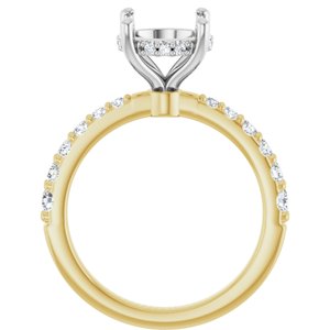 14K Yellow/White Gold 8.8 mm Round 3/8 CTW Natural Diamond Semi-Set Engagement Ring