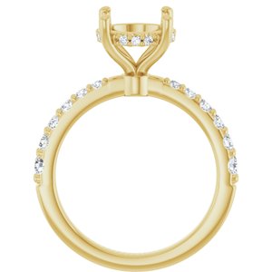 14K Yellow Gold 8.8 mm Round 3/8 CTW Natural Diamond Semi-Set Engagement Ring