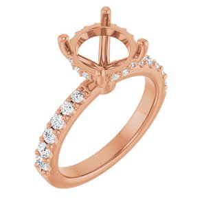 14K Rose Gold 8.8 mm Round 1/2 CTW Lab-Grown Semi-Set Daimond Engagement Ring